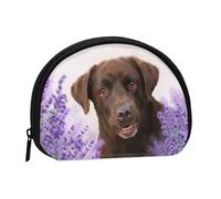 Brown Labrador Lavender Dogs RetrieverSmall Makeup Sanitary Napkin Storage Bag,Women's Cosmetic Coin Purse
