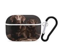 Brown Labrador Retriever AirPods Pro Case Cover with Keychain Ring PC Hard Shell Protective Case for AirPods Pro 2nd for Women Men Generation Easy Open Full Drop Protection Cover White-Style