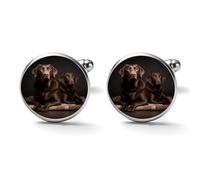 Brown Labrador Retriever Alloy Cufflinks for Men 17mm 20mm Shirt Cuff Links for Wedding Business Formal Dress Father's Day Birthday Gift for Him