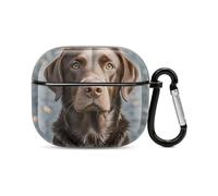 Brown Labrador Retriever Bluetooth Earbuds Case Cover Full Body Shockproof Protection Hard Case Support Wireless Charging with Keychain Personalized Gift for AirPods 3