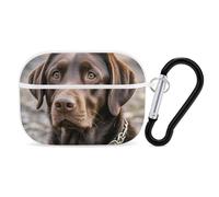 Brown Labrador Retriever Case Cover with Keychain Shockproof Hard Shell Protective Case for 2nd/1st Generation Case for Women Men Bluetooth Earbuds Case