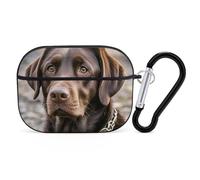 Brown Labrador Retriever Case Cover with Keychain Shockproof Hard Shell Protective Case for 2nd/1st Generation Case for Women Men Bluetooth Earbuds Case