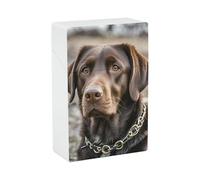 Brown Labrador Retriever Cigarette Case 85mm King Size, Crushproof Plastic Cigarette Box Holder for Men Women Cigar Protective Cover Waterproof Cigarettes Holder 20 Capacity