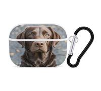 Brown Labrador Retriever Earbuds Organizer Shockproof Protective Airpods Pro Cover with Carabiner Clip Anti Fall Carrying Earphone Case Cover for Airpods Pro 2nd Generation White