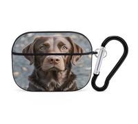 Brown Labrador Retriever Earbuds Organizer Shockproof Protective Airpods Pro Cover with Carabiner Clip Anti Fall Carrying Earphone Case Cover for Airpods Pro 2nd Generation Black