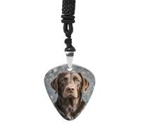 Brown Labrador Retriever Guitar Pick Holder Necklace for Women, Personalized Bass Pick Pendant for Men, Rock Music Picks Necklace with Chain for Party, Music Inspired Gift