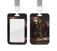 Brown Labrador Retriever Id Badge Holder with Lanyard Waterproof Key Card Holder Case Id Card Protector with Clear Id Window Name Tags for Women Men Work Office Doctor Nurse