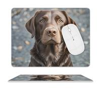 Brown Labrador Retriever Mouse Pad for Office, Leather Mouse Mat with Non-Slip Base, Waterproof Desk Pad Protector for Home, Personalized Mouses Mat for Travel, Outdoor, 10" X 8"