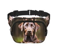Brown Labrador Retriever print Fanny Pack Purse with Adjustable Strap Square Double Layer Waist Bag Belt Unisex Everywhere