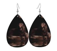Brown Labrador Retriever Print Leather Dangle Earrings for Women - Lightweight Teardrop Fashion Statement Earrings
