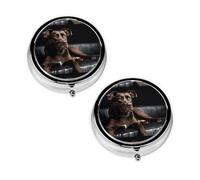 Brown Labrador Retriever Print Pill Box 3 Compartment Medicine Pill Case,Portable for Pocket Or Purse Pill Organizer Decorative Metal Medicine Vitamin Organizer Unique Gift