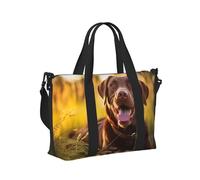 Brown Labrador Retriever Print Travel Hand Bag Foldable Weekend Getaways Gym Sports Trip Daily Use Camping Tote