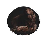 Brown Labrador Retriever Printed,Shower Cap Nightcap Double Layer Waterproof Elastic Bath Cap Reusable Hair Cap