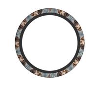 Brown Labrador Retriever Printed Steering Wheel Cover Elastic Stretch Car Wheel Wrap Breathable Non-Slip Steering Wheel Protector for Car Truck SUV