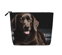 Brown Labrador Retriever Single Layer Linen Like Makeup Bag, Lightweight and Cute, Easy to Use