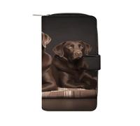 Brown Labrador Retriever Wallet Multifunctional Leather Wallets for Men Compact Long Wallet Credit Card Holder Passport Bag