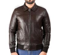 Brown Lambskin Leather Jacket Mens | Distressed Real Leather Bomber Jacket Mens | Vintage Effect Treated Motorbike Clothing