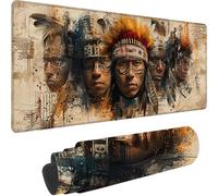 Brown Large Mouse Mat 600 x 400 x 3 mm, Extended Gaming Mouse Pad Nationality Desk Mat With Stitched Edges, Adults Mousepad Non Slip Rubber Base, Waterproof Soft Cloth Desk Pad for Office Decor 5-6