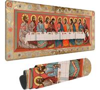 Brown Large Mouse Mat 700x300x3 mm, Extended Gaming Mouse Pad The Last Supper Desk Mat With Stitched Edges, Adults Mousepad Non Slip Rubber Base, Waterproof Soft Cloth Desk Pad for Office Decor Z-Y