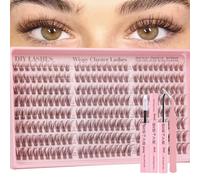 Brown Lash Clusters Kit 240Pcs Natural Eyelashes Individual D-Curl Soft Cluster Lashes 10-16mm Mixed DIY Lash Extension Kit with Lash Bond and Seal for DIY at Home(Brown Kit)