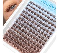 Brown Lash Clusters Natural Eyelash Clusters Fluff Individual Lashes Wispy Cluster Eyelash Extensions 8-16MM Lash Extensions Matte Brown Lashes Clusters Soft Eye Lashes Pack by TNFVLONEINS