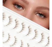 Brown Lashes Cat Eye Lashes Natural Look False Eyelashes Wispy 10pairs Brown Eyelashes Strip C Curl Length 5-10mm Soft and Comfortable by Obeyalash (Style-481)