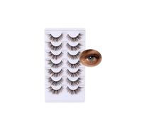 Brown Lashes, Cat Eye Wispy Eyelashes Natural Look Thick Soft Curly Faux Fox Cat Eye Lashes Volume D Curl False Eyelash Extensions, Dark Brown Wispy Mink Lashes Strips 7 Pairs