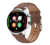 (Brown-leather) 1.35 inch IPS Full-Touch Screen BT Call Dynamic Heart Rate Blood Oxygen Pressure Monitor Professional Motion Analysis