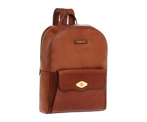 Brown Leather Backpack with Golden Metal Details- female- The Bridge- Backpacks- Brown- ONE SIZE- Bags ONE SIZE