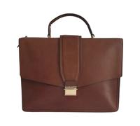 Brown Leather Briefcase with Shoulder Strap - male - The Bridge - Laptop Bags & Cases - Brown - ONE SIZE - Bags ONE SIZE