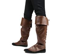 Brown Leather Look Medieval Pirate Jack Sparrow Buccaneer Boot Covers