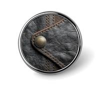 Brown Leather Pattern Round Brooch for Men Women Fashion Badge Collar Pin Dress Jacket Backpack Accessories