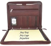 Brown Leather Presentation A4 Folder Portfolio with 4 Ring Organiser H0100 (Personalise with Text)