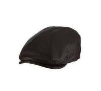 Brown Leather Real Cowhide Ivy Flat Newsboy Cap Gatsby Golf Hat Driver Cabbies (UK, Alpha, XXL, Brown)