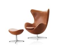 Brown Leather Recliner Sofa Chair with Ottoman - Upholstered Lounge Armchair for Living Room Bedroom Office & Club - Stylish Wooden Foot Stool Free Size