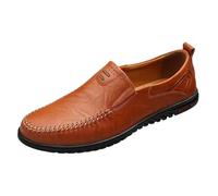 Brown Leather Shoes Men's Casual Shoes Slip-On Safety Driving Shoes Everyday Life Walking Shoes Comfortable Sports Shoes Wide Feet Business Shoes Stylish and Beautiful Loafer Low Shoes, brown, 9 UK
