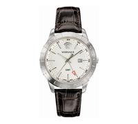 Brown Leather Silver Steel GMT Watch - male - Versace - Watches - Multicolor - ONE SIZE - Accessories ONE SIZE