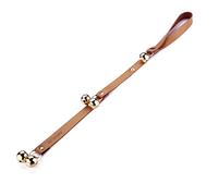 Brown Leather Strap Dog Doorbells Golden and Silver Bells Adjustable Length Potty Training and Housebreaking Communicate With Your Pet.