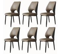 Brown Leather Upholstered Modern Dining Chair with Curved Back Metal Legs & Silent Non-Slip Feet - Ideal for Restaurant Kitchen Banquet Balcony & Living Room (Set of 1)