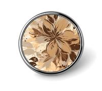 Brown Leaves Badge Holder Personalized Metal Button Pin Fashion Round Badge with Pattern Pin DIY Button Badges Exquisite Brooch Crafts Gift Clothes Decorative Pins