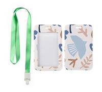 Brown Leaves Card Holder with Green Lanyard, Lanyard with Vertical ID Badge Holder, Vertical Cards Protector for Paramedic, Name Badges Protector for Men, Teacher Stuff Delivery Driver Accessories