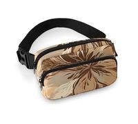 Brown Leaves Fanny Pack Waterproof External Pocket Portable Waist Pack Outdoor Adjustable Strap Lightweight Waist Bag for Workout Traveling Casual Running Hiking Cycling