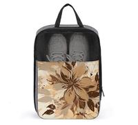 Brown Leaves Shoe Bags Foldable Breathable Portable Shoe Puches Organizer Stylish Expandable Packing Travel Shoes Bags for Sneakers Gym Luggage Closet