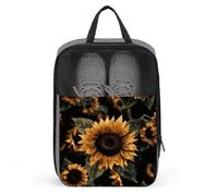 Brown Leaves Sunflower Shoe Bag Travel Shoe Organizer Water-Resistant Shoe Pouch with Zipper Sneaker Dust Bag, gray, One Size, Modern