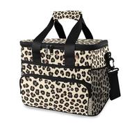 Brown Leopard Cheetah Pattern Cooler Bag Thermal Insulated Picnic Lunch Bag Box Large Cool Bag for Beach Picnic Camping Travel Men Women