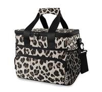 Brown Leopard Dark Cheetah Pattern Cooler Bag Thermal Insulated Picnic Lunch Bag Box Large Cool Bag for Beach Picnic Camping Travel Men Women
