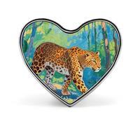 Brown Leopard Lapel Pin Heart Metal Brooch Pin with Secure Pinback Fashion Button Badge for Clothing, Hats, Bags Decoration