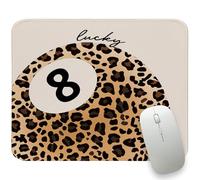 Brown Leopard Mouse Pad Lucky Ball 8 Small Mousepad, Rectangle Preppy Trendy Travel Computer Mouse Pad for Laptop, Cute Retro Leopard Desk Accessories Office Decor for Women 11.8"x9.8"
