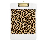 Brown Leopard Print Clipboard Writing Boards A4 Standard Size Clip Board with Low Profile Metal Clip for Students, Women, Man 12.5 x 9 Inches