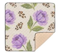 Brown Leopard Print Flowers Soft Padded Baby Care Play mat for Indoor Outdoor Non-Toxic Foldable Infant Play Mat for Baby Kids Toddlers Infants, 50'' x 50''alfombras con Musica para